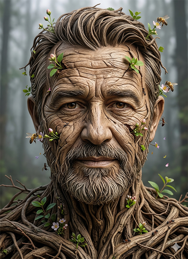 Imagem do prompt Rosto_da_natureza_com_insetos