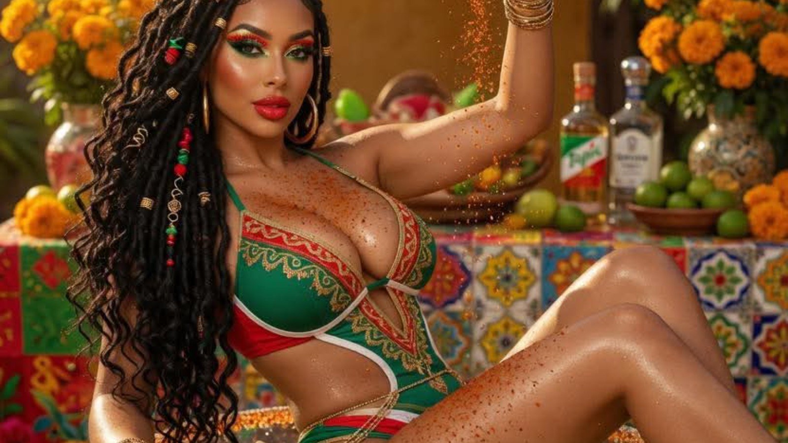 Create a hyper-realistic 8K cinematic Cinco de Mayo luxury editorial of me re...