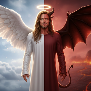 Imagem do prompt Efeitos_prompt final metade humanoanjo metade