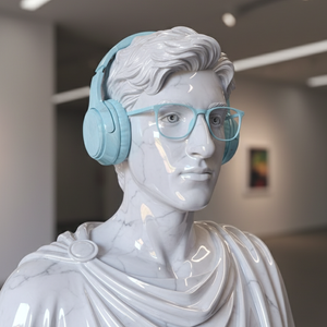 Imagem do prompt Estatuas_estatuaoculosefonesazuis