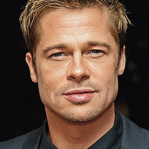 Imagem do prompt Rosto_efeito_transform uploaded person refined halftone