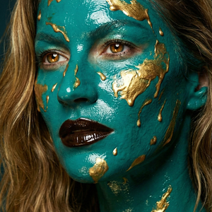 Imagem do prompt Rosto_efeito_tudoverdeedourado