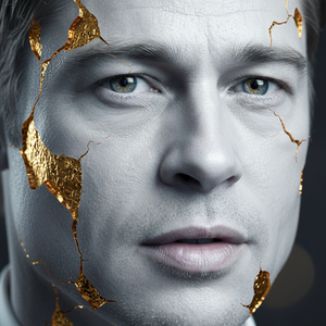 Imagem do prompt Rosto_surreal_rachaduradourada