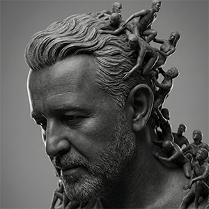 Imagem do prompt Rosto_surreal_ultradetailed monochrome closeup portrait same