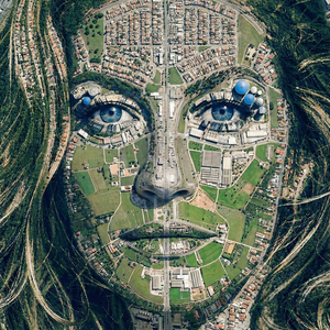 Imagem do prompt Surreal_highresolution topdown aerial photograph estilo