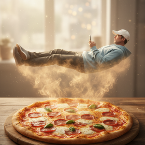Imagem do prompt Surreal_pizzalevitando